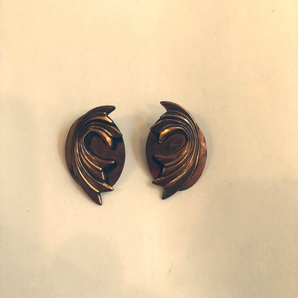 Vintage cooper clip on earrings
